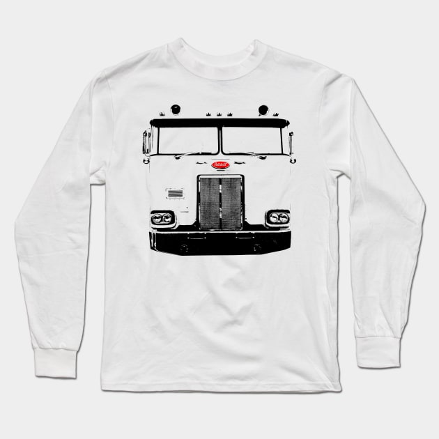 Cabover Pete classic 1980s American truck monoblock black Long Sleeve T-Shirt by soitwouldseem